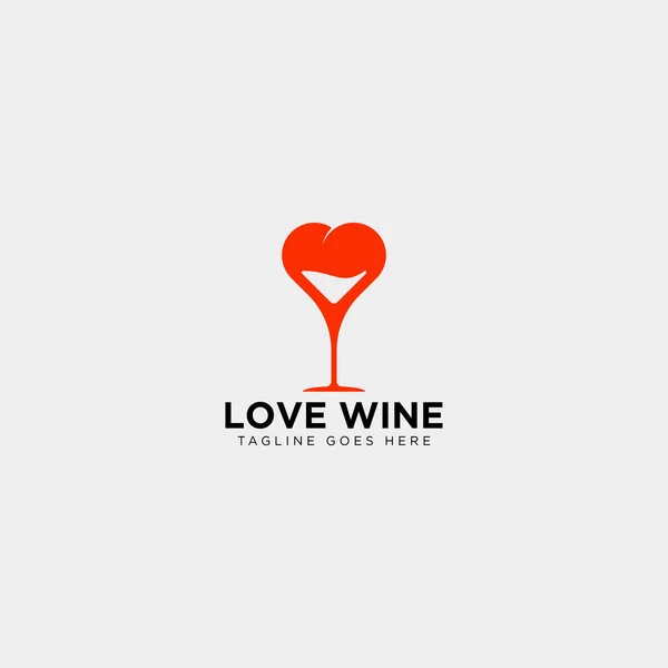 Amor vino vidrio logotipo plantilla vector ilustración icono elemento aislado — Archivo Imágenes Vectoriales