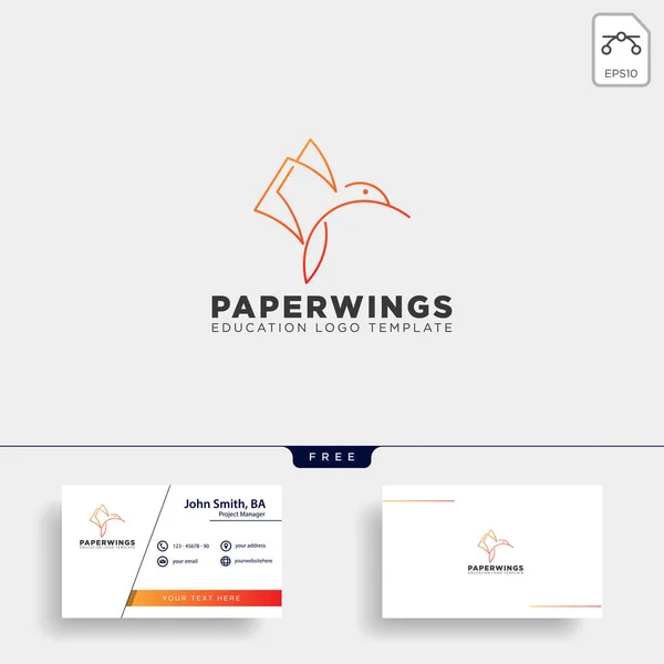 çizgi kağıt ya da kitap kuş logo şablonu vektör çizim