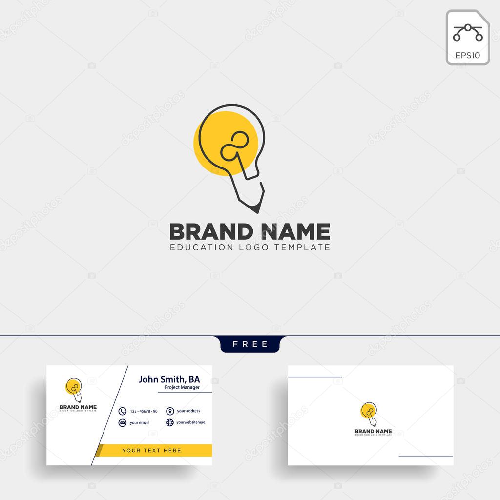 Light bulb learning line logo template vector illustration icon element isolated with business card - vector
