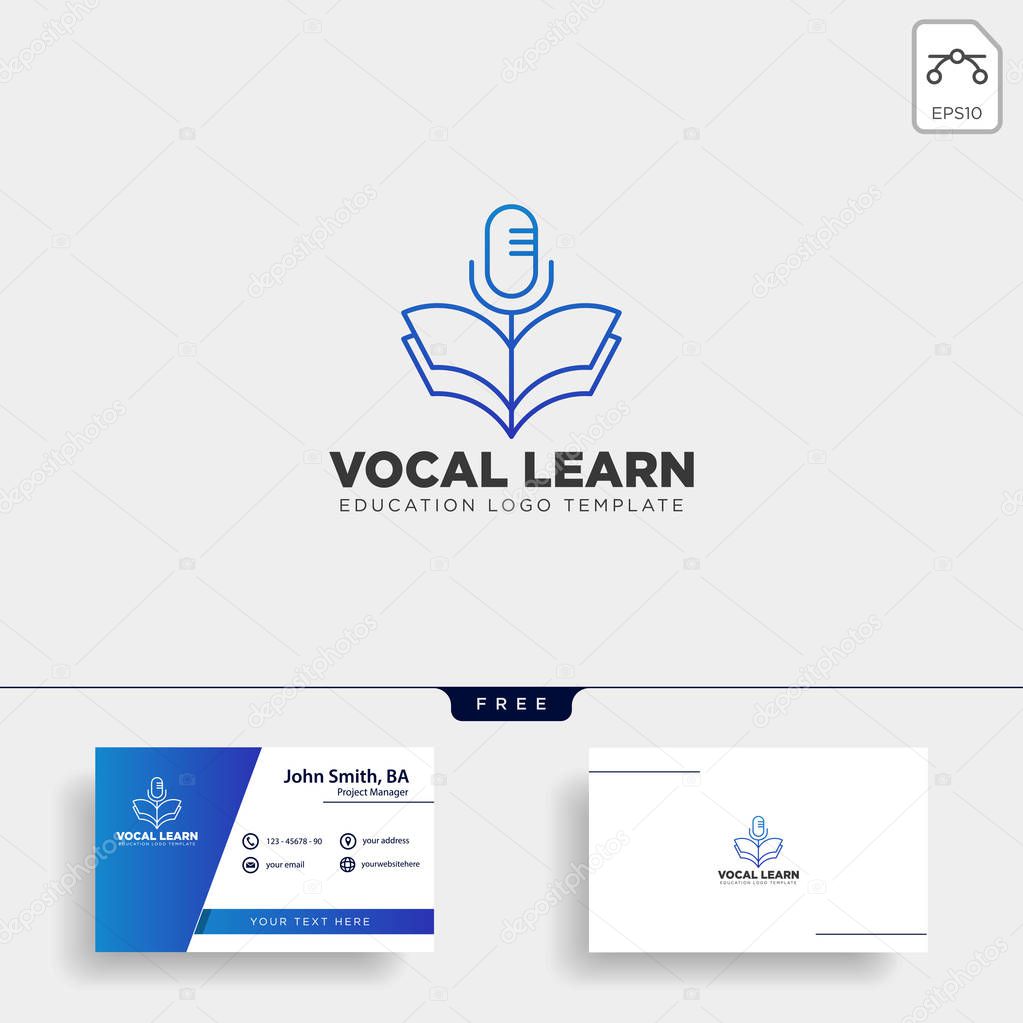 Book sing vocal learning line logo template vector illustration icon element isolated with business card - vector