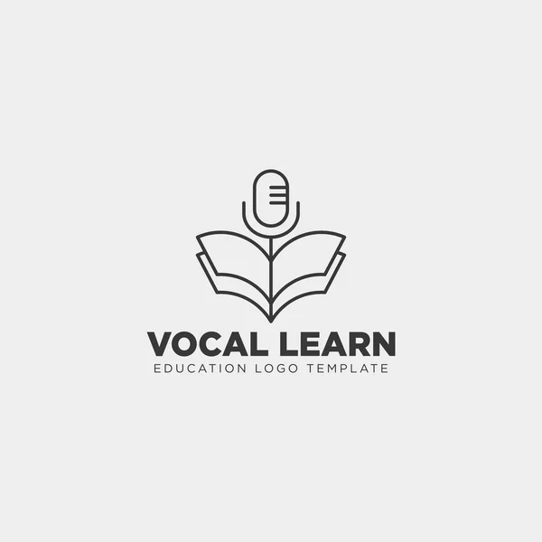 Kniha zpívat zpěv učení linie logo šablona vektorové ilustrace — Stockový vektor