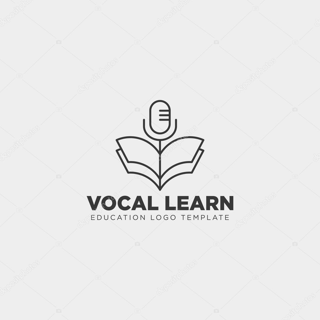 Book sing vocal learning line logo template vector illustration icon element isolated with business card - vector