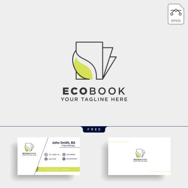 eko kitap, doğa öğrenmek line logo şablonu vektör çizim simgesini öğesi izole
