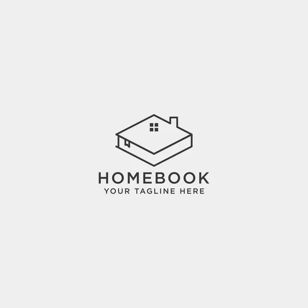 Boek van de stad, of home boek lijn kunst logo vector illustratie pictogram element sjabloon geïsoleerd — Stockvector