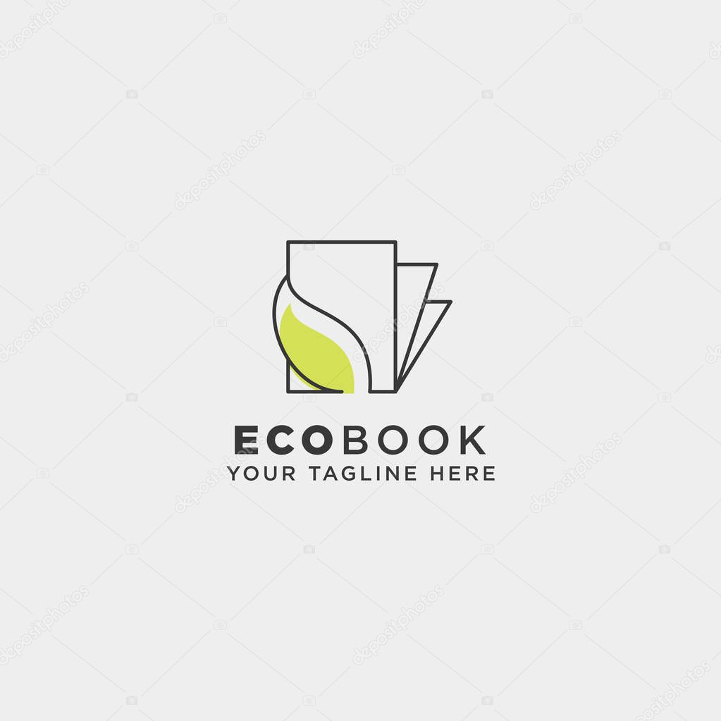 Eco book, nature learn line logo template vector illustration icon element isolated - vector file