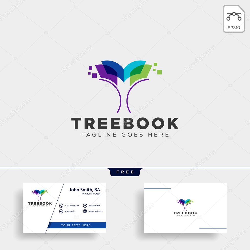 Tree, plant and flower book education line logo template vector illustration icon element - vector file
