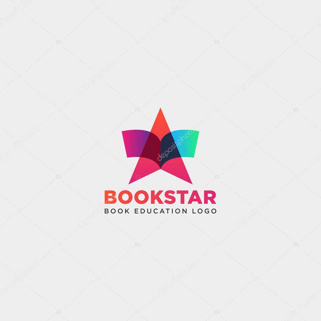 Star book education gradient negative simple logo template vector illustration icon element isolated - vector file