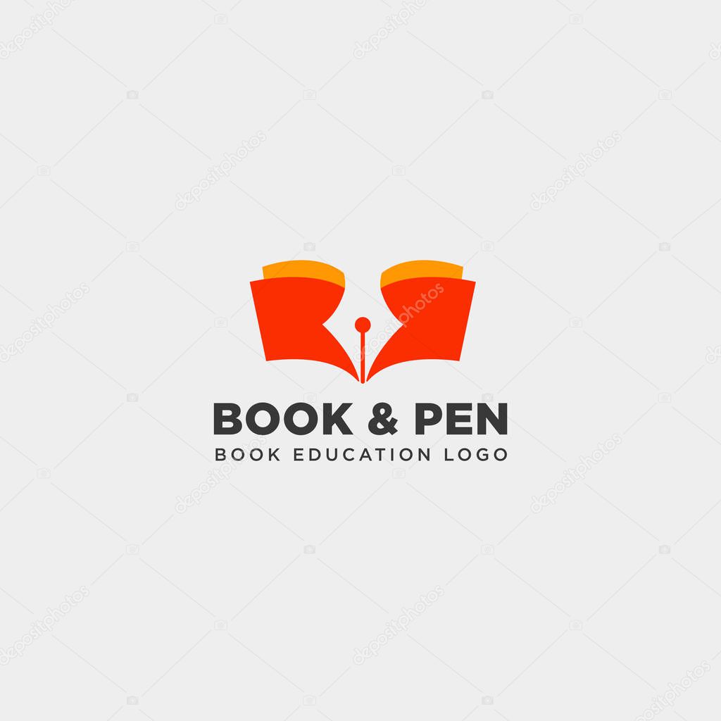 Book pen or writer simple logo template vector illustration icon element - vector file