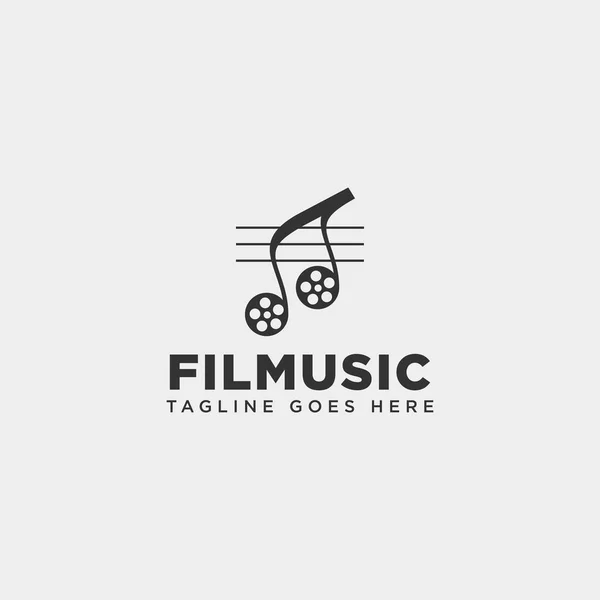 Clip musical cinéma média divertissement logo simple modèle vectoriel illustration — Image vectorielle