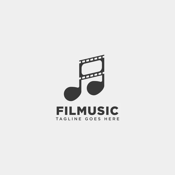 Clip de música cine medios de entretenimiento logotipo simple plantilla vector ilustración — Vector de stock
