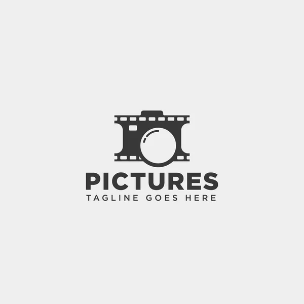 Cinema imagem fotografia logotipo simples modelo vetor ilustração — Vetor de Stock