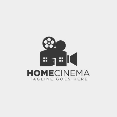 Home video sinema siyah renk basit satır logo şablonu vektör illüstrasyon simge öğesi