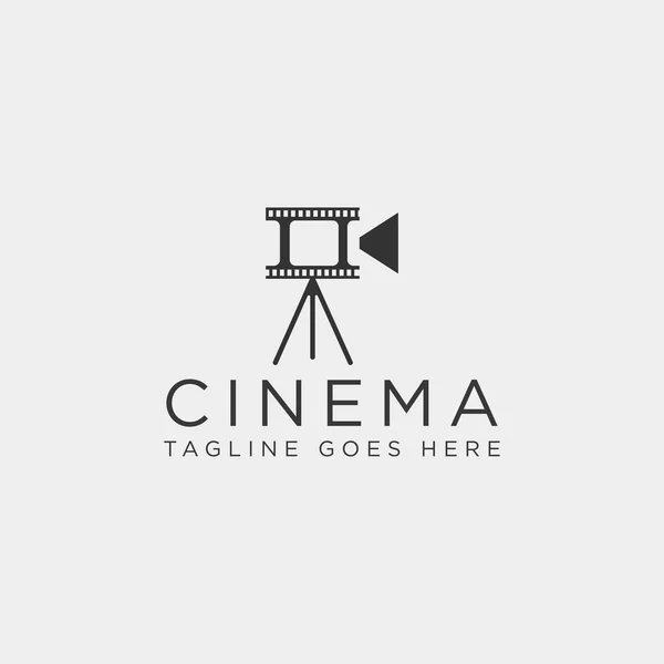 Cinema de vídeo com tripé suporte modelo de logotipo simples com vetor de cor preta ilustração ícone elemento isolado — Vetor de Stock