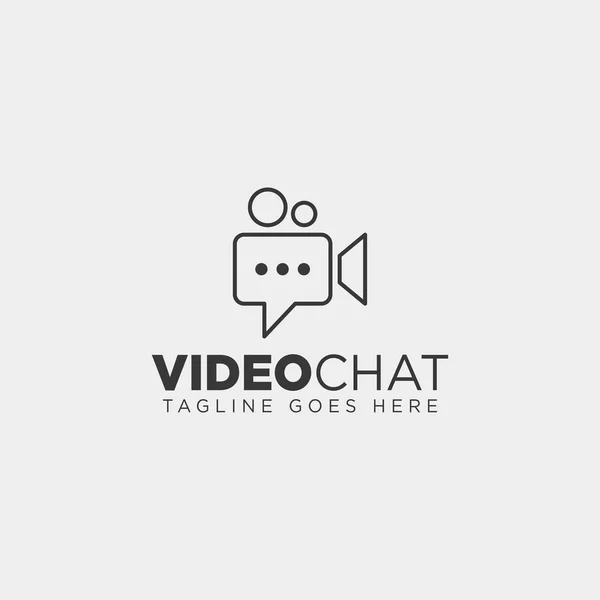Film Chat Medien Video Talk Unterhaltung einfach Linie Logo Vorlage Vektor Illustration Symbol Element — Stockvektor