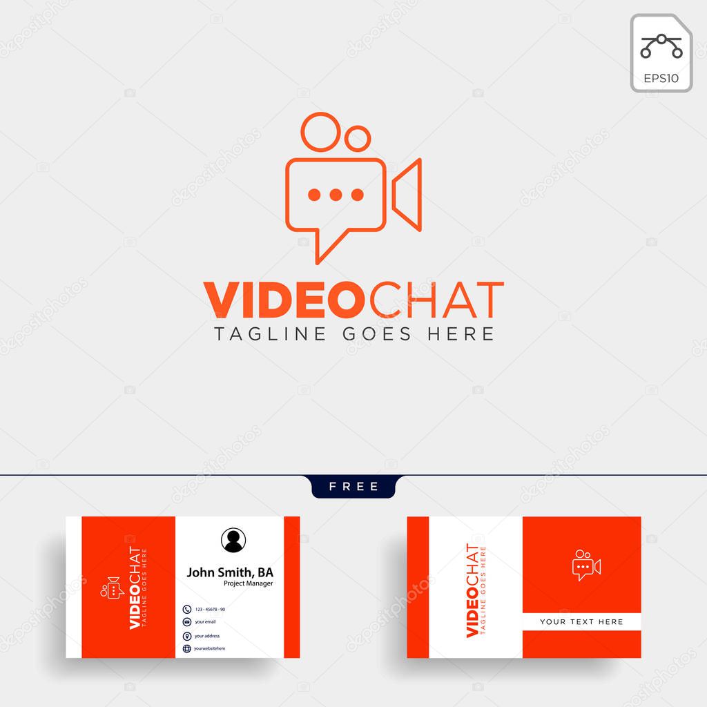 Movie chat media video talk entertainment simple line logo template vector illustration icon element - vector file