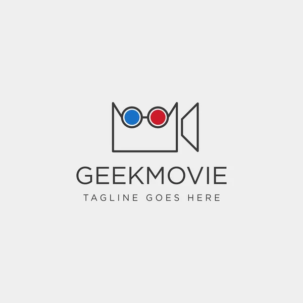 Geek filme vídeo entretenimento linha simples logotipo modelo vetor ilustração ícone elemento — Vetor de Stock