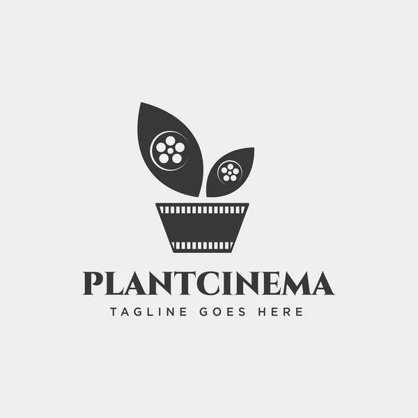 Pflanze Natur Kino Film einfach Logo Vorlage Vektor Illustration Symbol Element — Stockvektor