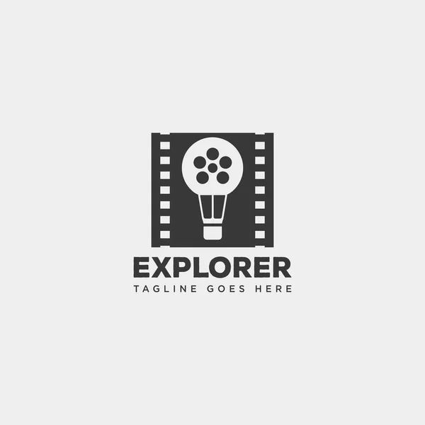 Luftballon Film Kino Filmrolle einfach Logo Vorlage Vektor Illustration — Stockvektor