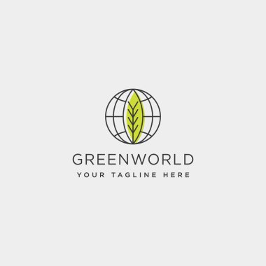 yaprak gezegen doğa basit logo şablonu vektör çizim simgesini öğesi