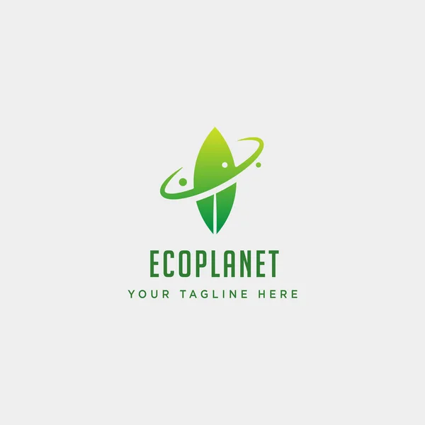 Blad planeet natuur simpel logo vector illustratie pictogram element sjabloon — Stockvector