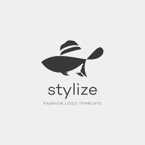 Moda şapkalı kadın. Soyut vektör logo tasarım şablonu