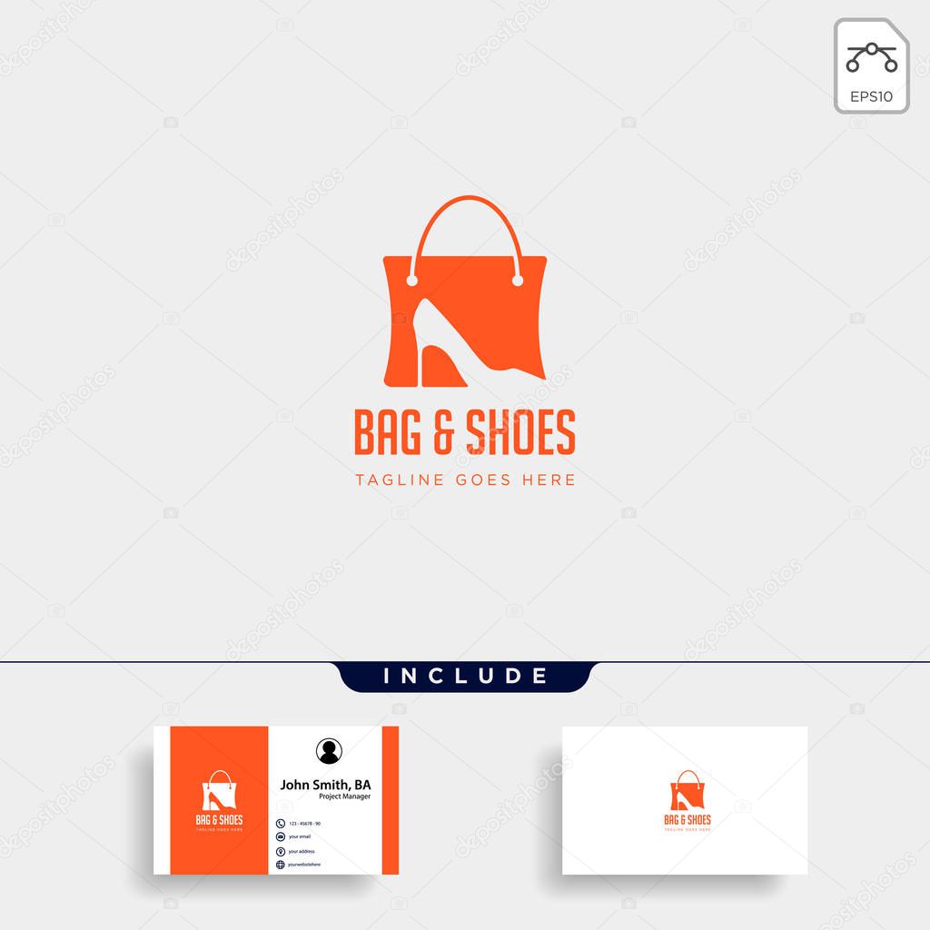 Fashion bag shoping with high heel negative space simple logo template vector illustration icon element - vector