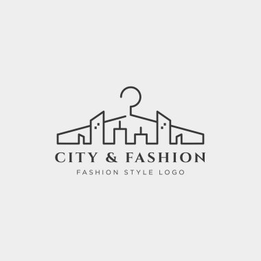Şehir ve moda basit hat Logo vektör çizim şablon