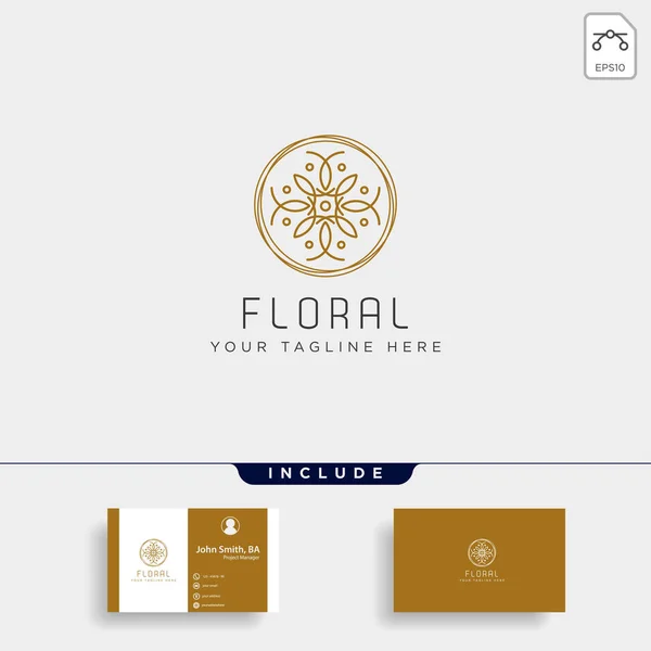 Flor línea floral belleza prima simple logotipo plantilla — Vector de stock