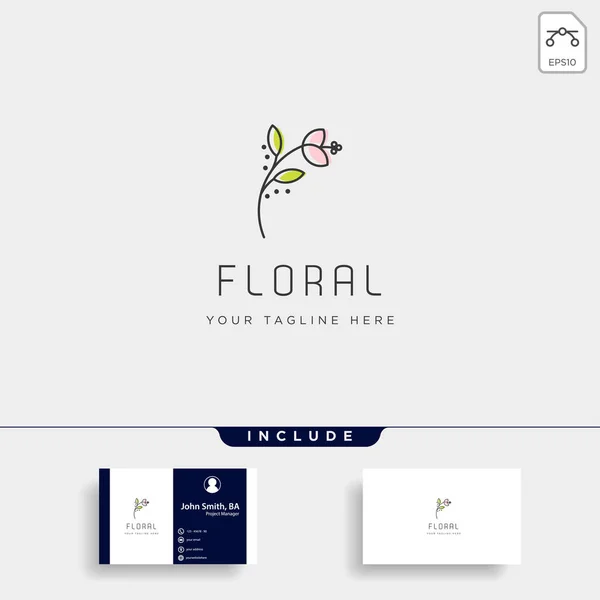 Flor línea floral belleza prima simple logotipo plantilla — Vector de stock