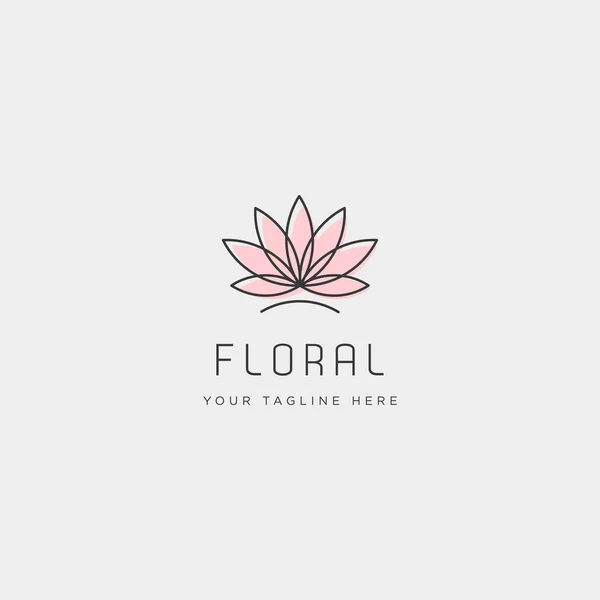 Flor floral linha beleza premium logotipo simples modelo — Vetor de Stock