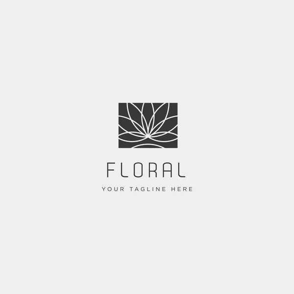 Fleur floral ligne beauté prime modèle de logo simple — Image vectorielle