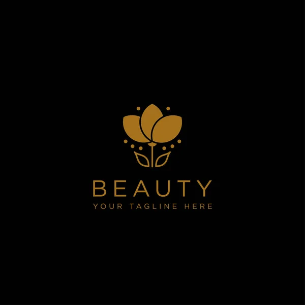 Blomma blommig linje skönhet premie enkel logo typ mall — Stock vektor
