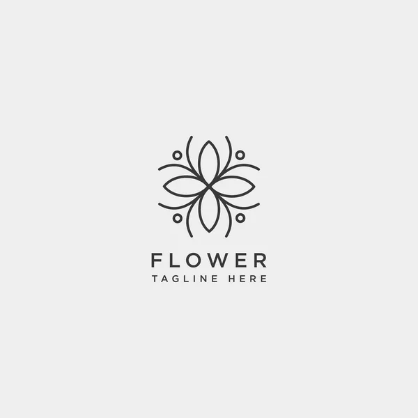 Fleur floral ligne beauté prime modèle de logo simple — Image vectorielle