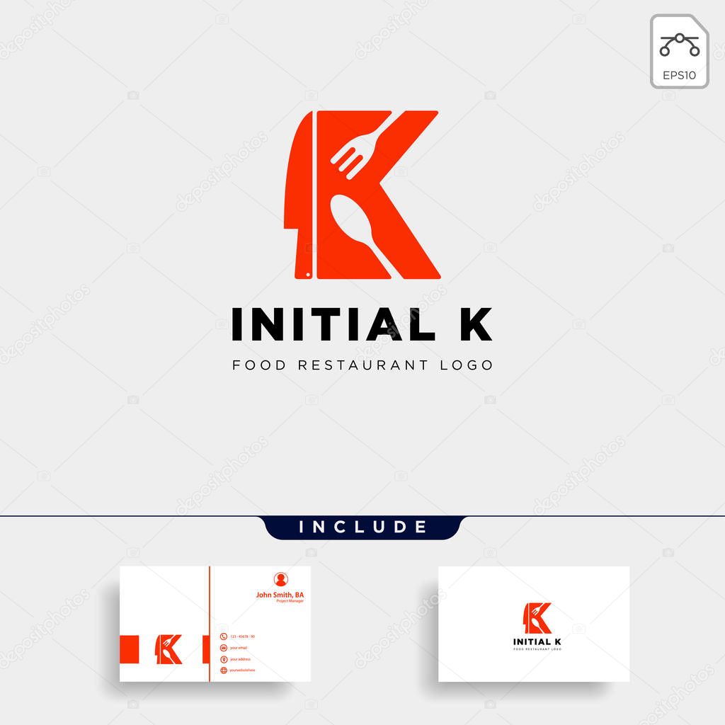 initial k food equipment simple logo template vector icon abstract