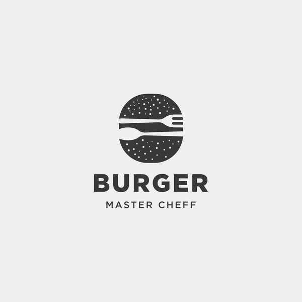 Hamburger lžíce vidlice jednoduchý plochý logo design vektor ilustrace — Stockový vektor