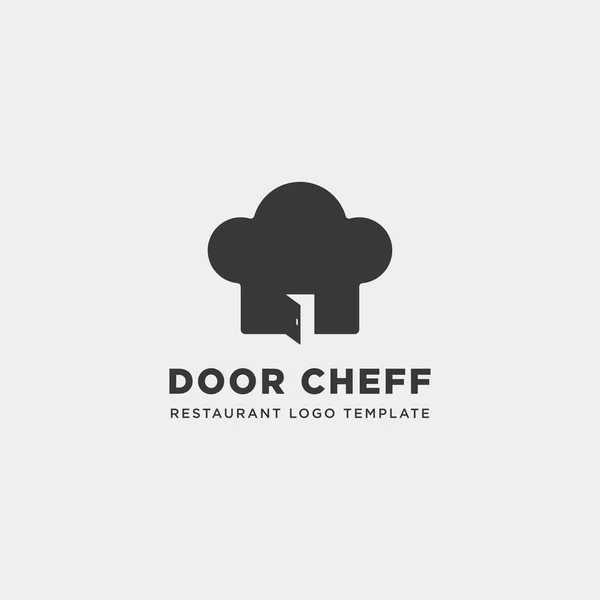 Chef porta restarant negozio di alimentari semplice piatto logo vettore di progettazione — Vettoriale Stock