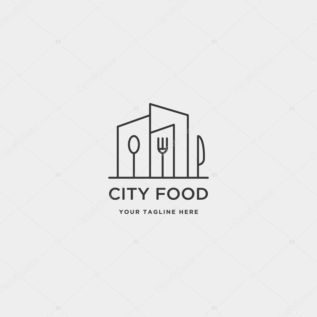 City food equipment simple flat logo design vector