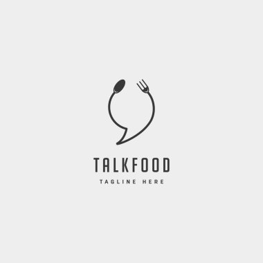 gıda mesaj konuşma sohbet hattı anahat basit düz logo tasarım vektör illüstrasyon