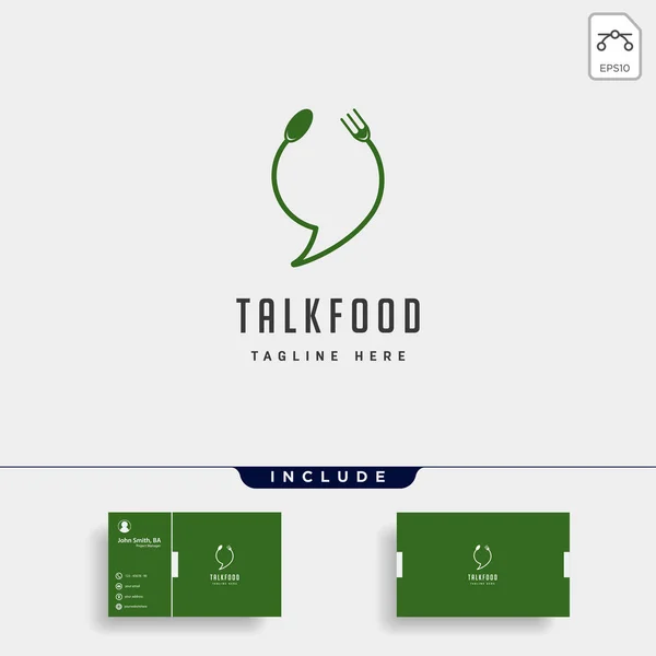 Mensaje de comida charla línea de chat contorno simple logotipo plano diseño vector ilustración — Vector de stock