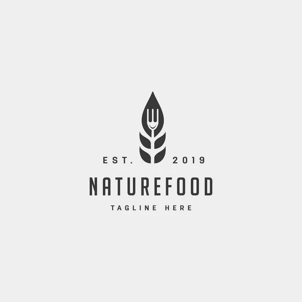 Alimentación saludable naturaleza simple logotipo plano diseño vector ilustración — Vector de stock