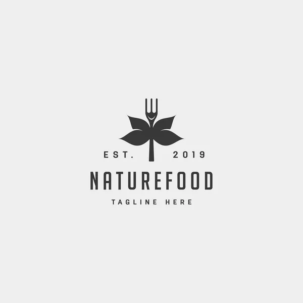 Alimentación saludable naturaleza simple logotipo plano diseño vector ilustración — Archivo Imágenes Vectoriales