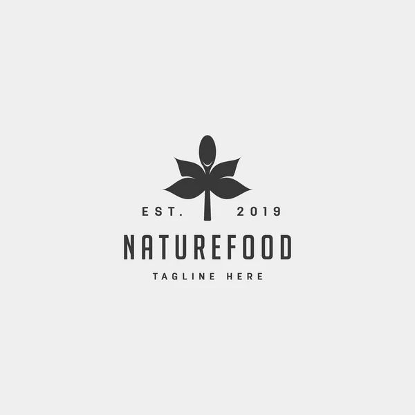 Sağlıklı yiyecek doğası basit düz logo tasarımı vektör çizimi — Stok Vektör