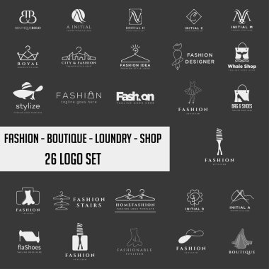 moda shoping basit logo koleksiyonu seti şablon vektör illüstrasyon simge elemanı