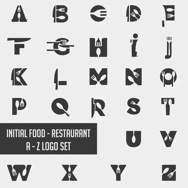 Alphabet food chef logo sammlung design vektor symbol element — Stockvektor