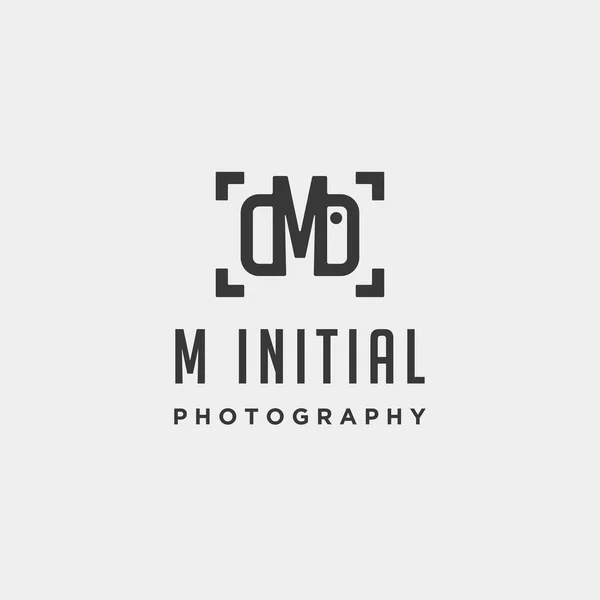 M fotografía inicial logotipo plantilla vector diseño — Archivo Imágenes Vectoriales