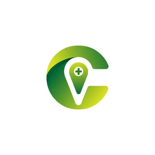 C inicial Cruz Médica y Salud Farmacia Logo Vector Plantilla — Archivo Imágenes Vectoriales