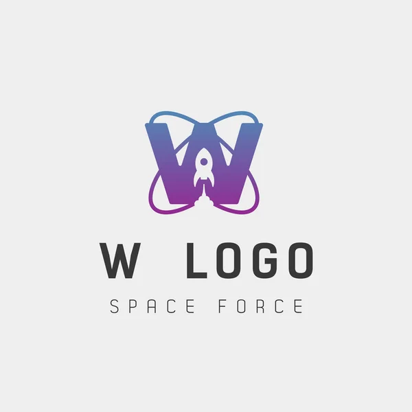 Space force logo design w initial galaxy rocket vector in gradient background — Stock Vector