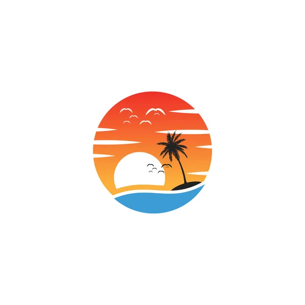 Playa sunset logo design vector icon element, sunset logo concept — Archivo Imágenes Vectoriales