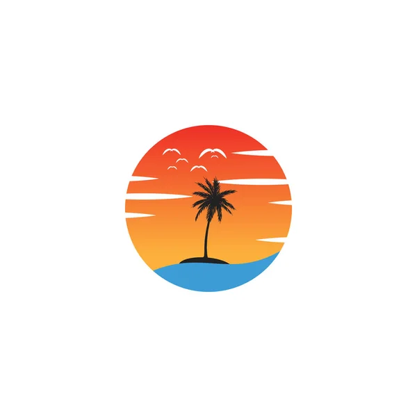 海滩日落标志设计矢量图标元素，日落标志概念 — 图库矢量图片