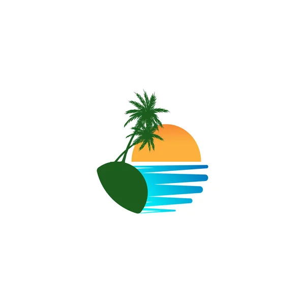 Plaj günbatımı logo tasarım vektör simgesi eleman, gün batımı logo kavramı — Stok Vektör